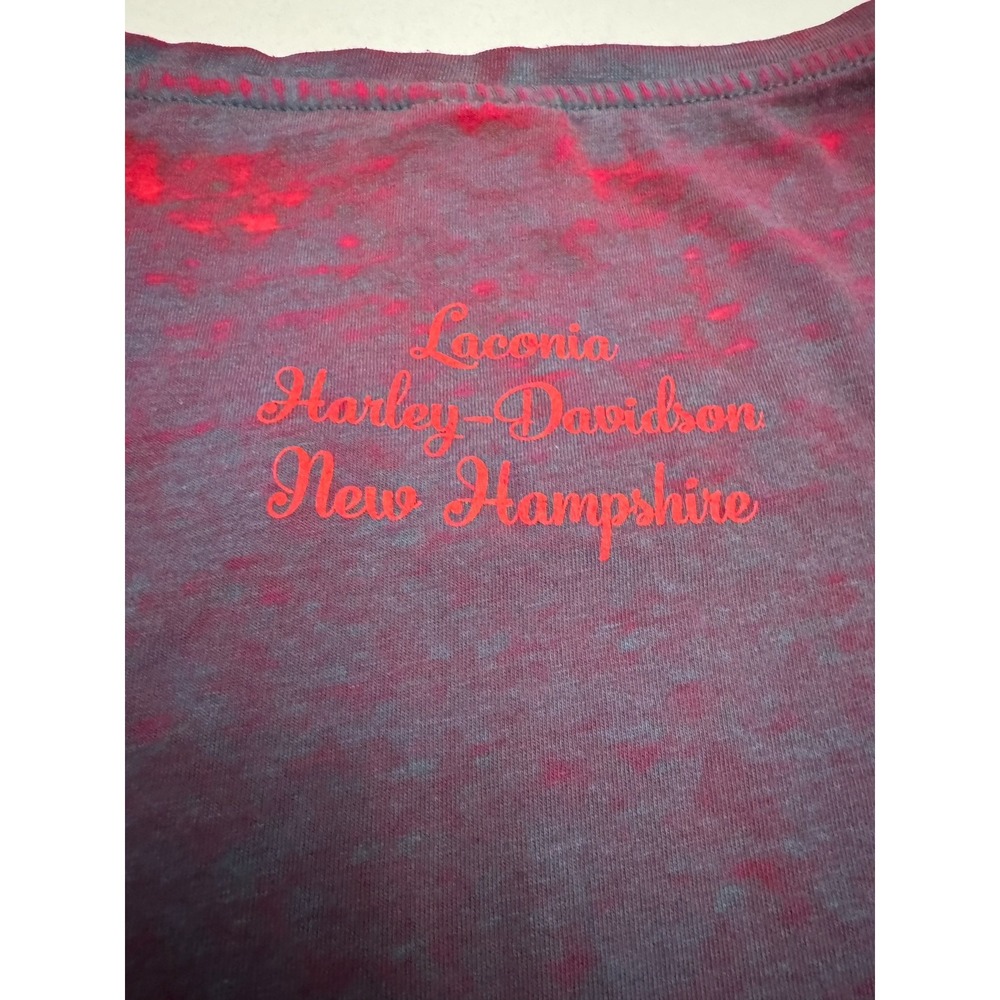 Harley Davidson Women's Top Size XL V Neck Purple Red Laconia New Hampshire - Picture 6 of 6